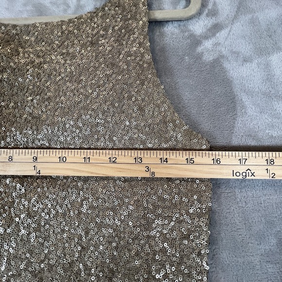 Lauren Ralph Lauren Evening Dress Gold Sequin Sleeveless Cocktail Holiday Sz 12 - Picture 7 of 9